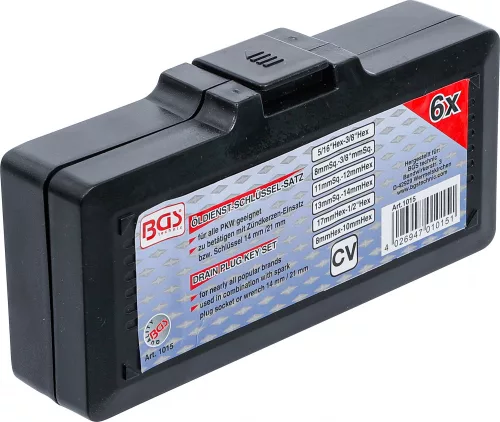 BGS technic Olajleeresztő kulcs készlet Minden autó típushoz, 6db-os (BGS 1015)