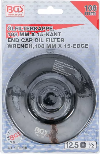 BGS technic Olajszűrő leszedő kupak, 108 mm x 15 lap (BGS 1019-108)