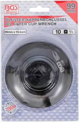 BGS technic Olajszűrő leszedő kupak, fekete színben, 99mm x 15 lap(BGS 1036)