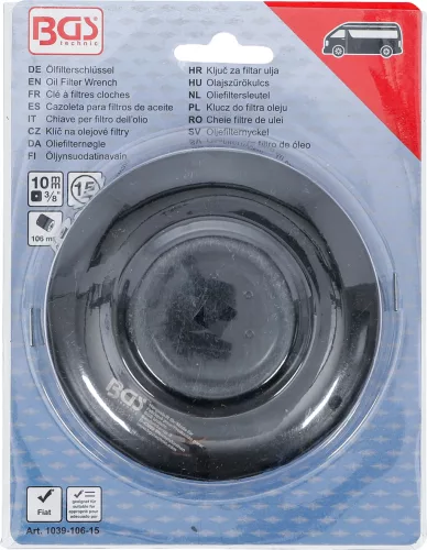 BGS technic Olajszűrő leszedő kupak 106 mm x 15 lap (BGS 1039-106-15)