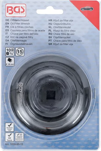 BGS technic Olajszűrő leszedő kupak 95 mm x 15 lap (BGS 1039-95-15)
