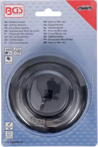 BGS technic Olajszűrő leszedő kupak 96 mm x 18 lap (BGS 1039-96-18)
