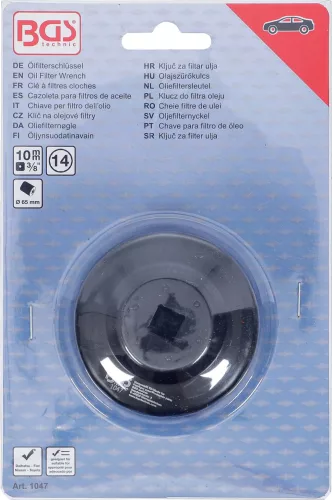 BGS technic Olajszűrő leszedő kupak, fekete véggel, 65 mm x P14 (BGS 1047)
