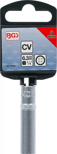 BGS Technic Dugókulcs, tizenkétszögletű, mély | 6,3 mm (1/4") | 8 mm (BGS 10708)