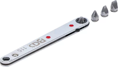 BGS technic Extra lapos bitracsni 1/4” befogással, 100 mm, 5 mm-es fejjel, 4 bittel (BGS 115)