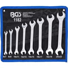   BGS technic Villáskulcs készlet, kétoldalas, CrV acél, 6–22 mm, 8 részes, feltekerhető tokban (BGS 1182)
