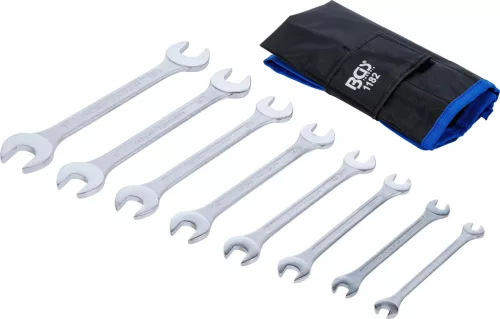 BGS technic Villáskulcs készlet, kétoldalas, CrV acél, 6–22 mm, 8 részes, feltekerhető tokban (BGS 1182)
