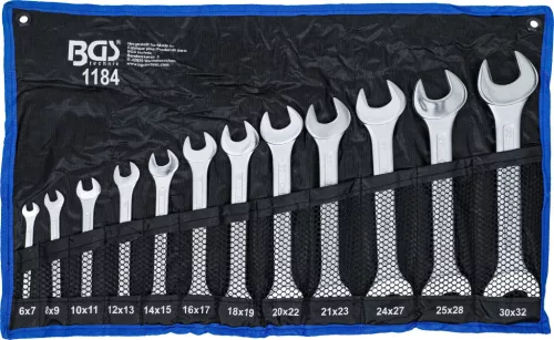 BGS technic Villáskulcskészlet, kétoldalas, CrV acél, 6–32 mm, 12 részes, feltekerhető tokban (BGS 1184)