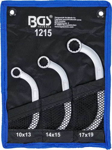 BGS technic Önindítókulcs készlet, hajlított csillagkulcsok, 10 × 13–17 × 19 mm, CrV, 3 részes (BGS 1215)