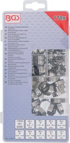 BGS technic 170 részes rozsdamentes acél csőbilincs készlet (BGS 14115)