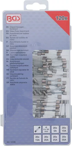 BGS technic Üvegbiztosíték készlet | 120 darabos (BGS 14125)