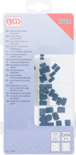 BGS technic 160 részes hernyócsavar készlet (BGS 14135)