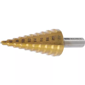   BGS technic Lépcsős fúró 4–22 mm, 2 mm-es lépcsőkkel, TiN bevonattal (BGS 1618)
