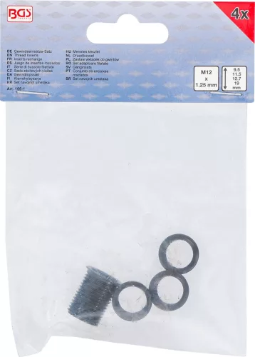 BGS technic Menetjavító persely M12x1.25, 4 darab, a BGS 166 gyújtógyertya menetjavító készlethez (BGS 166-1)