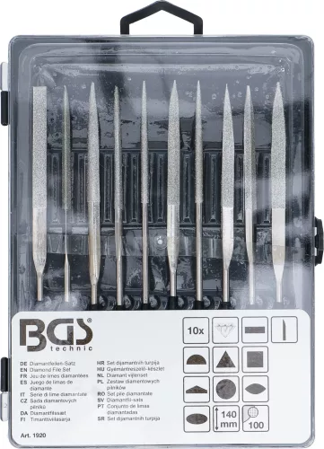 BGS technic Gyémánt reszelő készlet 10 részes 140x3mm (BGS 1920)