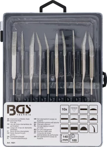BGS technic Gyémánt reszelő készlet hajlított 10 részes 140x3mm (BGS 1921)