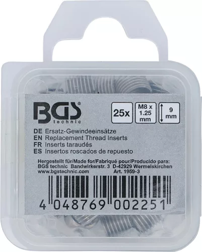 BGS technic Menetjavító betét, 25 darab, M8x1.25 (BGS 1959-3)