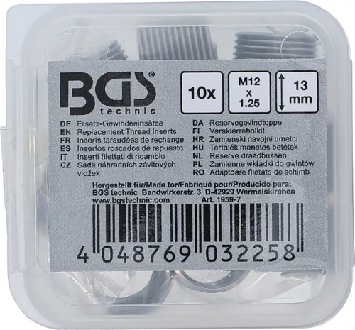 BGS technic Menetjavító betét, 10 darab, M12x1.25 (BGS 1959-7)