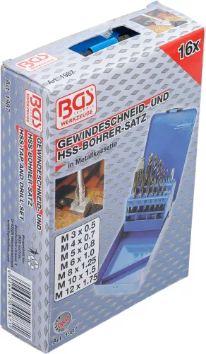 BGS technic HSS fúró és menetfúró készlet, M3- M12 (BGS 1987)