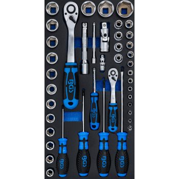   BGS technic Műhelykocsi-betét a BGS 2002-hez, Dugókulcs és csavarhúzó készlet, 43 darabos (BGS 2002-7)