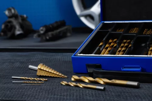 BGS technic 119 részes HSS lépcsős és csigafúró készlet, Titán bevonatú, 1 - 10 mm (BGS 2009)