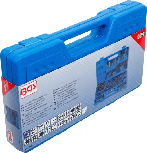 BGS Technic Univerzális és biztonsági bitkészlet 1/4” befogással, 25–75 mm, 208 részes (BGS 20103)