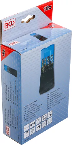 BGS technic 19 részes HSS spirálfúró készlet 1-10mm, kobalt bevonatú (BGS 2014)