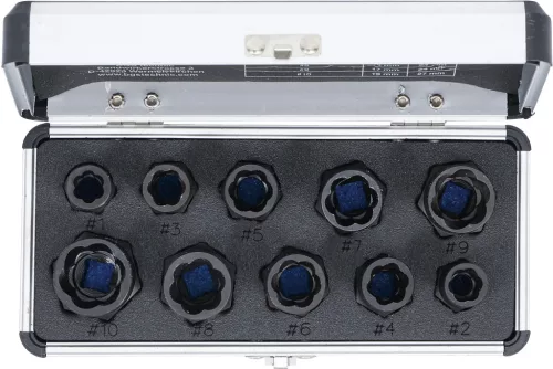 BGS DIY 10 részes elnyalt csavar kitekerő készlet, 9-19mm, 3/8" (BGS 20210)