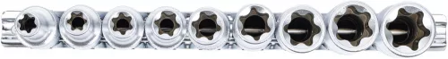 BGS technic 9 részes E-típusú hosszított dugókulcs készlet E10-E24, 1/2" (BGS 2026)