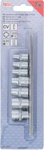 BGS technic 7 részes E-Torx dugókulcs fej készlet 1/4"-3/8" (BGS 2027)