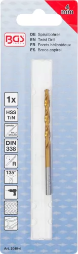 BGS technic Titán bevonatú, HSS-G fúrószár, 4.0 mm (BGS 2040-4)