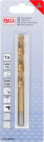 BGS technic Titán bevonatú, HSS-G fúrószár, 8.0 mm (BGS 2040-8)
