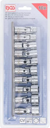 BGS technic 3/8" Univerzális "Pro Torque" csuklós dugókulcs készlet, 10-19 mm (BGS 205)