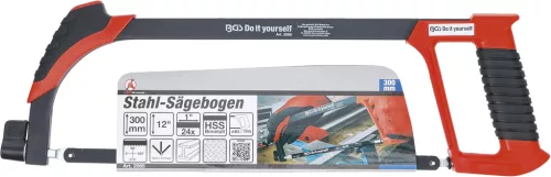 BGS DIY Acél fémfűrész keret, 300 mm-es fűrészlappal, gumírozott fogóval (BGS 2065)