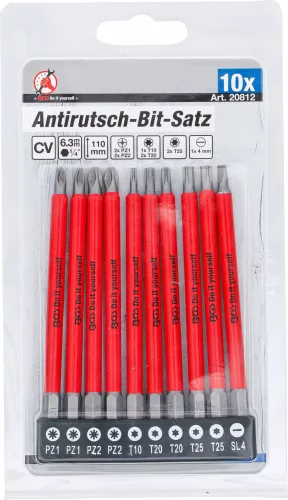 BGS DIY Csúszásmentes behajtófej készlet | mágneses | 110 mm | 10 darabos (20812)