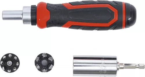 BGS DIY Precíziós bit / multi foglalat készlet | racsnis forgó fogantyúval bitekhez, megfordítható | 17 db. (BGS 20817)