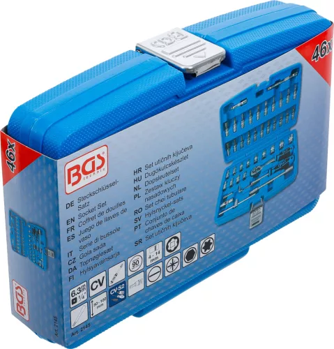 BGS technic 46 részes dugókulcs készlet, DIN, 1/4" (BGS 2145)