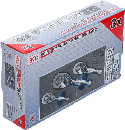BGS technic Racsnis hajtószár készlet (tömzsi), 1/4"-3/8"-1/2" (BGS 215)