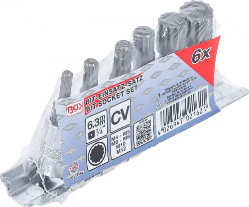 BGS technic 6 részes Spline bitfej készlet, 1/4", M4-M12 (BGS 2162)