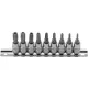 BGS technic 9 részes biztonsági Torx (fúrt) bitfej készlet, 1/4", T10-T50-ig (BGS 2165)
