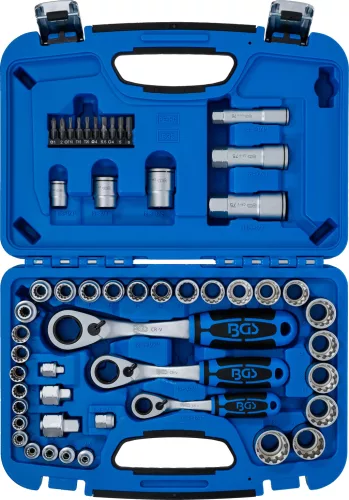 BGS technic Átmenő racsnis dugókulcs készlet Gear Lock, 4,5–25 mm, 52 részes (BGS 2181)