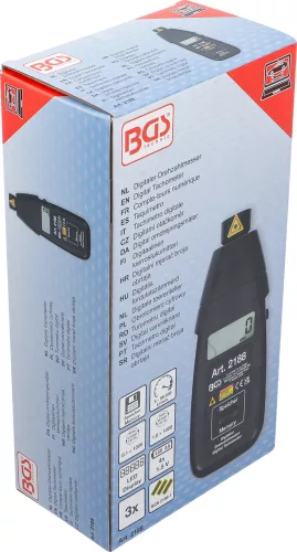 BGS technic Digitális lézeres fordulatszámmérő érintésmentes méréshez, 5–99 999 fordulat/perc, elemes (BGS 2188)