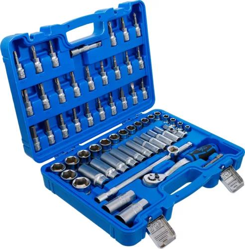 BGS technic Dugókulcs készlet hatszög fejekkel, 3/8”, 6–24 mm, 61 részes, 72 fogú racsnival (BGS 2218)