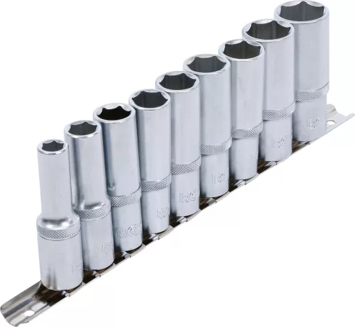 BGS technic Dugókulcsfej készlet hosszú Pro Torque hatszög fejekkel, 1/2”, 10–24 mm, 9 részes (BGS 2223)