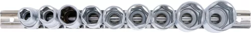 BGS technic Dugókulcsfej készlet hosszú Pro Torque hatszög fejekkel, 1/2”, 10–24 mm, 9 részes (BGS 2223)