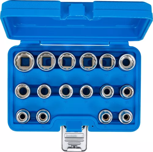 BGS technic Dugókulcsfej készlet tizenkétlapú fejekkel, 1/2”, 8–24 mm, 16 részes (BGS 2226)