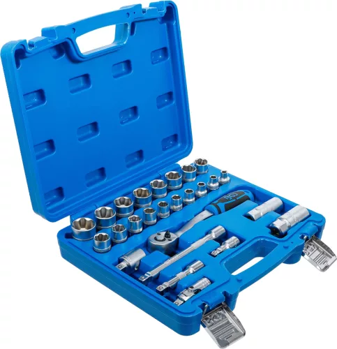 BGS technic Dugókulcs készlet Super Lock profillal, 3/8”, 6–24 mm, 26 részes, 90 fogú racsnival (BGS 2227)
