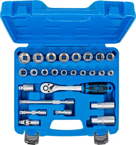 BGS technic Dugókulcs készlet Super Lock profillal, 3/8”, 6–24 mm, 26 részes, 90 fogú racsnival (BGS 2227)
