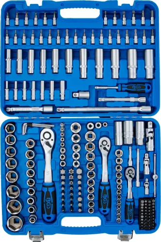 BGS technic Dugókulcs készlet colos hatszög fejekkel, 1/4”–3/8”–1/2”, 192 részes, króm-vanádium acél (BGS 2245)