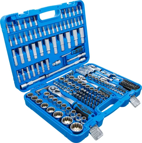 BGS technic Dugókulcs- és bitkészlet Gear Lock univerzális profillal, 1/4”, 3/8” és 1/2”, 192 részes, CrV acél (BGS 2247)
